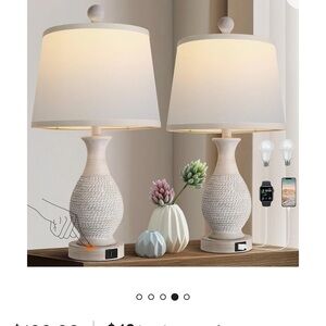 $193 Set of 2 Gray Touch Table Side Lamps